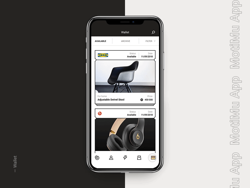 Motimu App. Wallet app design graphicdesign interface makyoudesign mobile motimu typography ui ux
