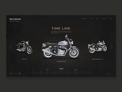 Time Line Royal Enfield bike black cards design history motorbike old one page retrospective royal enfield time line ui web