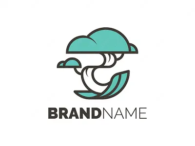 Bonsai Logo abstract bonsai branding flat color green icon logo nature plant tree vector