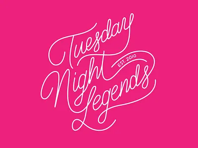 Tuesday Night Legends cursive font handlettering letters