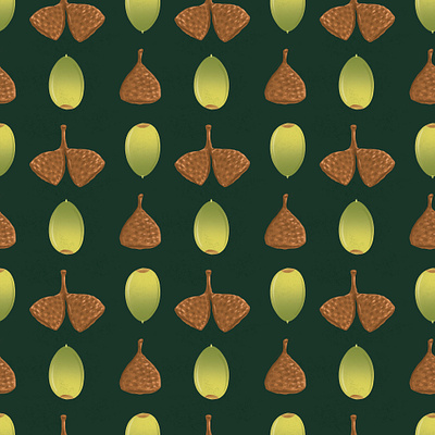 Acorns from My Walk acorns design digital illustration digital painting fall illustration procreate repeat pattern surface design surface pattern