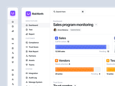 Risk Worth - Automate compliance and manage risk - Dashboard automationui bianalytics businessdashboard compliancedashboard cybersecurity dashboarddesign datasecurity datavisualization enterpriseui fintech fintechux legaltech minimaldesign regtech riskmanagement saas securitydashboard webapp