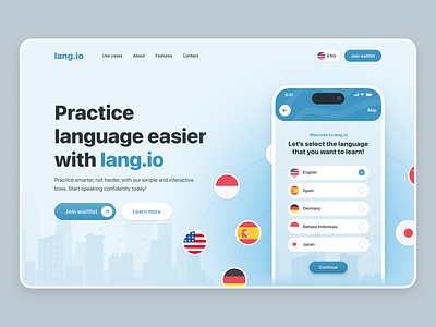 Language website hero course design landing page language learning salung spark pixel ui ui design ui ux web design website