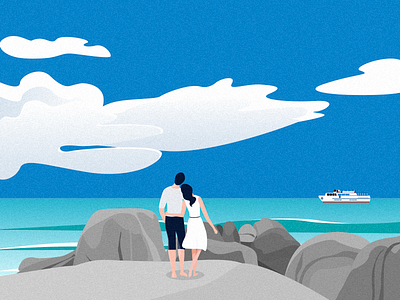 seaside trip character character design design illustration lovers sea seaside ui vector