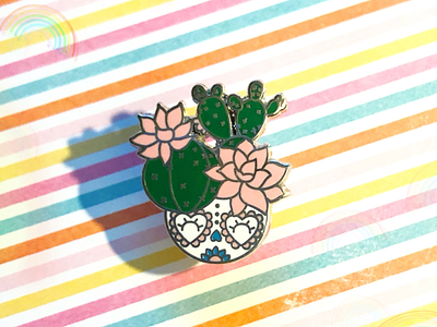 Cactus sugar skull lapel pin plant lapel pin cute kawaii