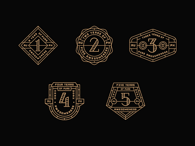 Anniversary Badges art badge design badge logo badges branding design gold icon illustration line art logo numbers vecor vintage