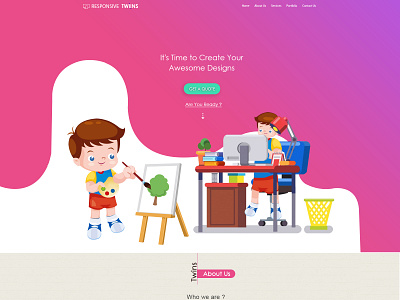 Responsive Twins illustration logo vector web
