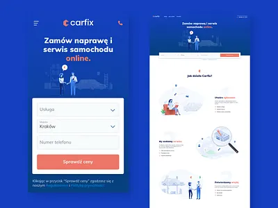 Carfix Website car car app car shop carfix glass handshake illustration input landing lp map mechanic repair search service booking startup wrench
