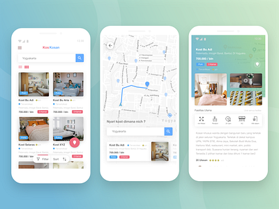 Exploration Kos Kosan Maps adobe xd android app card design explore maps search ui ui ux design ux