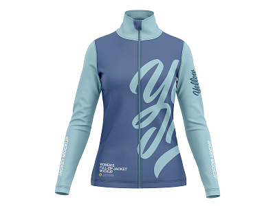 Women’s Long Sleeve Full-Zip Jacket Mockup 3d apparel apparel mockup full zip jacket jacket mockup long sleeve mock up mockup sport sportswear