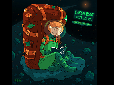 Interplanetary Backpacker backpacker backpacking character design cosmos digital digital illustration galaxy illustration interplanetary outer space planets sci fi science fiction stars travel universe