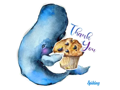 Whale Thank You from Telegram Sticker Set art cake graphic design illustration muffin sticker sticker set telegram thank you watercolor whale