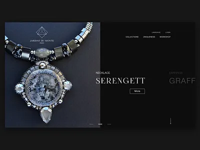 Luxury Jewelry Jardins du Monte dark background design homepage typography ui ux web website