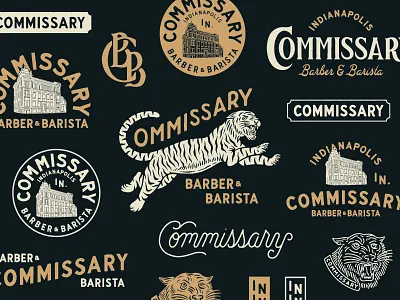 Commissary Barber & Barista (2) branding design drawing graphic design hand drawn hand lettering handmade illustration lettering logo traditional type typography vector vintage