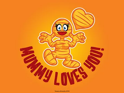 Mummy Loves you cartoon cartooncharacter character characterdesign design egypt heart illustration illustrator love mama mamma mascot mom mother mummy sticker vector vectorillustration vectorillustrator