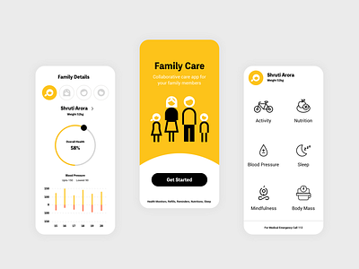 Health Care For Family app blood pressure care chart health app health care health data illustration mobile app ui ux ui design