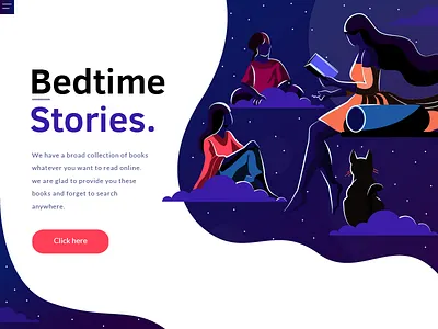 Bedtime Story cat character design concept illustration night stars story