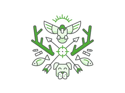 Hunting Illustration animal archery deer dog duck fish hunting icon identity illustration line outdoors vector