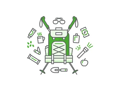 Hiking Illustration adventure backpacking camping explore hiking icon illustration line art outdoors vector