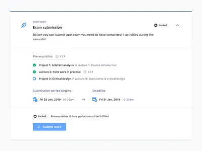 Activity card calendar card deadline edtech product ui