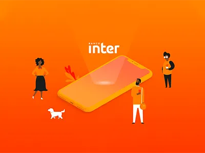 Digital world - Banco Inter characters digital illustration iphone mockup people