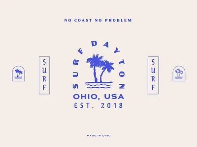 Surf Dayton brand elements branding ohio palm logo palm tree surf logo surfing