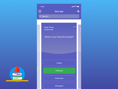 Concept quiz application design ios mobile ui