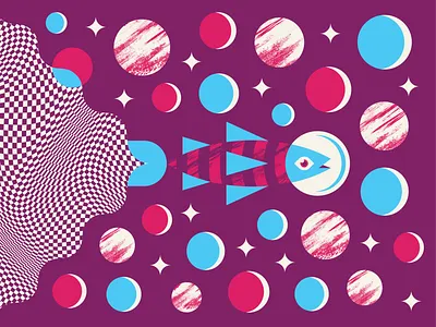 Space Fish color fish illustration ocean pattern planets poster space stars texture
