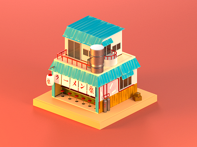 Ichiraku Ramen 3d anime b3d blender isometric low naruto poly ramen shop