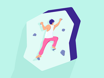 Bouldering Illustration boulder bouldering climb climbing colorful exercise flat flatdesign gym illustration person sport