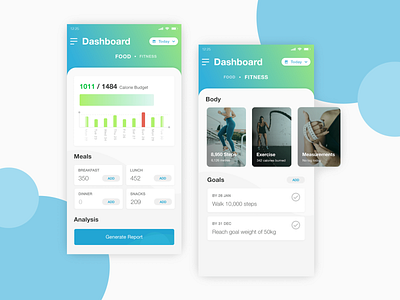 My Net Diary fitness gradient health app ios phone app ui design