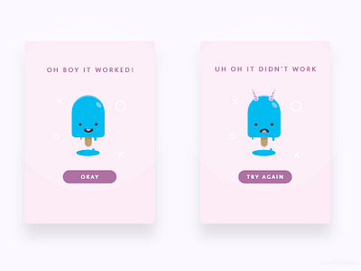 Daily UI 011: Error/Success blue character cute daily ui error ice cream pink success successful ui ui desgin