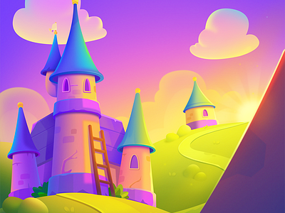 LingoLand Background app background castle casual cute design game game app match 3 match3 mobile sunset