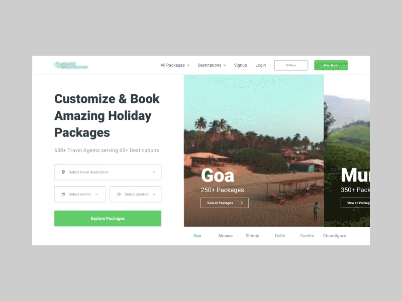 Travel Landing Page Concept animation design dribbble homepage interaction interaction design intercation landing page shot travel ui ux website