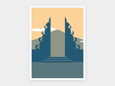 Bali - Agung illustration minimalist poster