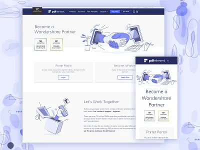 Partner Program - PDFelement / Wondershare abstact hands illustration landing page storytelling textures ui web web ad