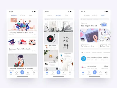 Connecting college school app ui ux design uidesign white