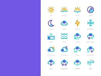Wheater Icons Filled Line Style app clean design flat icon illustration illustrator mobile ui ux vector web