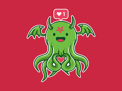 Cthulove cthulhu cute horror illustration stickers t shirt t shirt tees