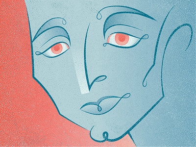 Linework Face Illustration blue coral eyes face greek hercules illustration line art line drawing linework portrait stylized teal