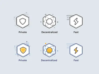 Crypto Icons bitcoin blue crypto crypto currency crypto exchange cryptocurrency app decentralized fast icon illustration landing page private simple sketch yellow