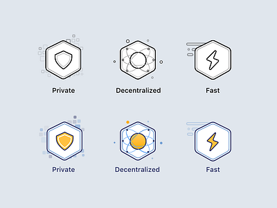 Crypto Icons bitcoin blue crypto crypto currency crypto exchange cryptocurrency app decentralized fast icon illustration landing page private simple sketch yellow