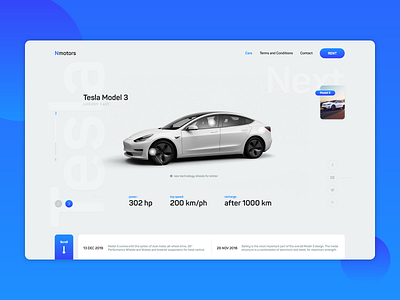 NMotors blue car design gradiant inspiration landing page tesla ui uiux ux web web application web desgin webpage design website