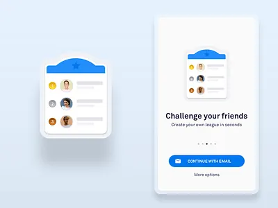 Simplified UI Leaderboard abstract android app blue clean flat friends iphone leaderboard league login product registration shadow simple sketch ui ui ux design vector welcome