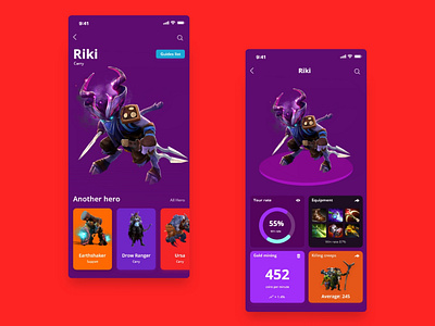 Dota Hero Guide list app app app apps application app design color design digital dota2 game ios uidesign ux