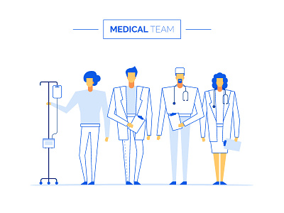 Medical team blue characters design doctor flat illustration man medical medicine minimal nurse people team vector woman