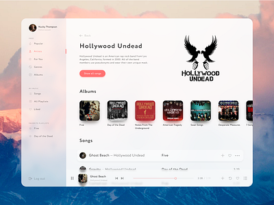 Music app UI White Theme album app hollywood undead music playlist song tune ui ux