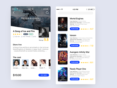 Movie app interface design design interface design ui ui ux design uiue