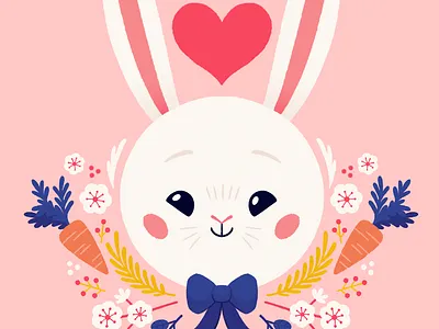 Jeanne carrots children book illustration flowers heart illustration rabbit