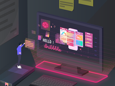 Hello Dribbble！ color design hello dribbble illustration